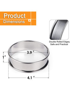 Anillos de Muffin Inglés FANGSUN 10.16 cm Acero Inoxidable 2