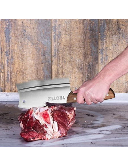 Cuchillo de Carnicero Kitory 7" Acero Inoxidable Mango Madera
