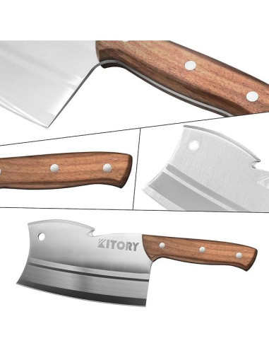 Cuchillo de Carnicero Kitory 7" Acero Inoxidable Mango Madera