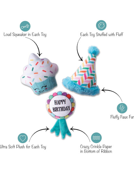 Conjunto de Juguetes para Perro Fringe Studio Cumpleaños BARK! 3 Piezas