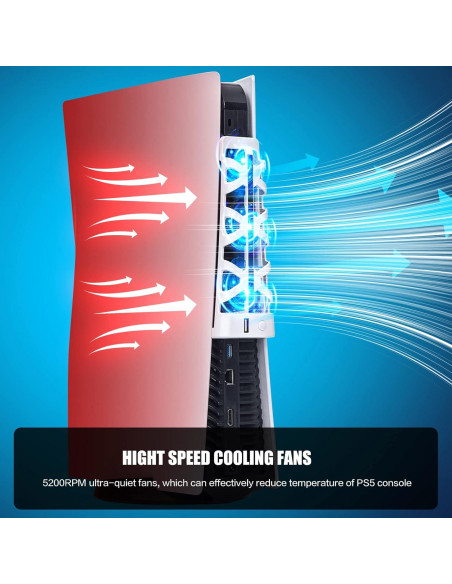 Ventilador de Enfriamiento PS5 NANANINO Blanco con Luz LED