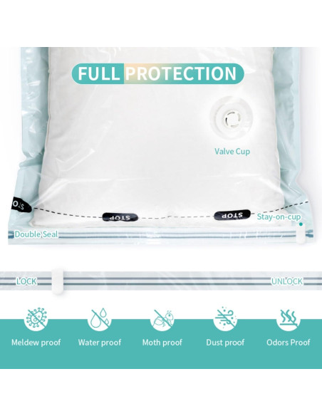 Bolsas de Almacenamiento al Vacío Roqao - 5 Grandes 56x80 cm