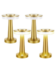 Juego de 4 Lámparas de Mesa Portátiles Riakrum Doradas
