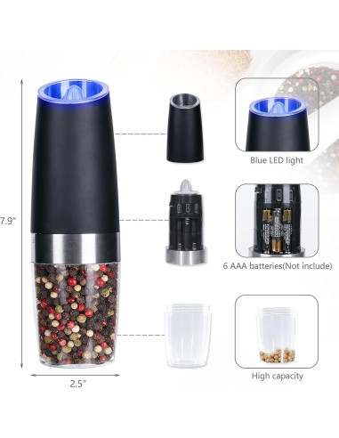 Juego de Molinillos Eléctricos de Sal y Pimienta Alicedreamsky