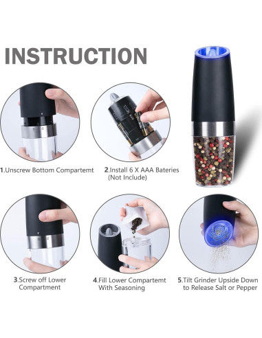 Juego de Molinillos Eléctricos de Sal y Pimienta Alicedreamsky