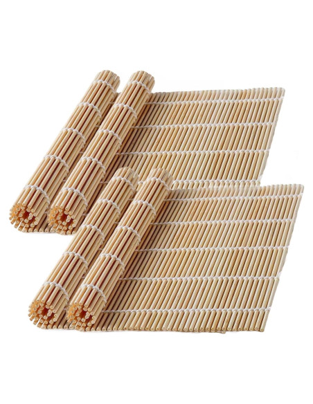 Estera de Sushi de Bambú Wtpncil - 4 Piezas Natural