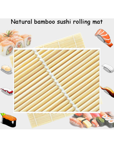 Estera de Sushi de Bambú Wtpncil - 4 Piezas Natural