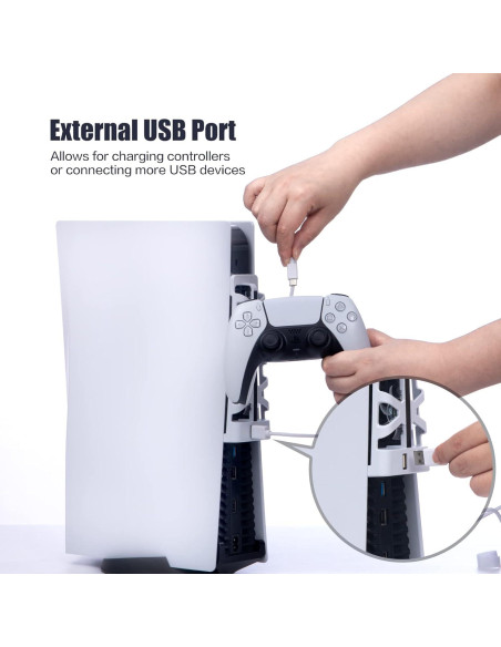 Ventilador de Enfriamiento PS5 NANANINO Blanco con Luz LED