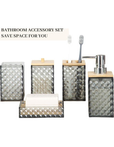 Juego de Accesorios de Baño RRM 5 Piezas Gris Oscuro 2