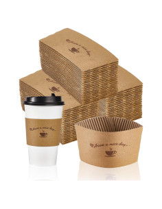 Mangas de Papel Kraft LITOPAK 200 Unidades para Tazas 10-20 oz