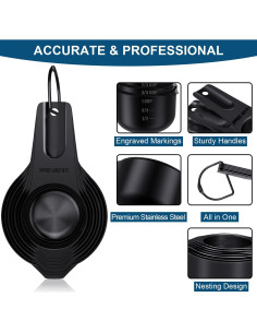 Juego de Tazas y Cucharas Medidoras Wildone 21 Piezas Acero Inoxidable 2