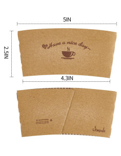 Mangas de Papel Kraft LITOPAK 200 Unidades para Tazas 10-20 oz 2