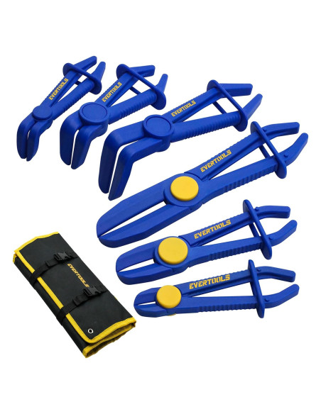 Juego de Pinzas de Abrazadera de Manguera 6 Piezas Evertools