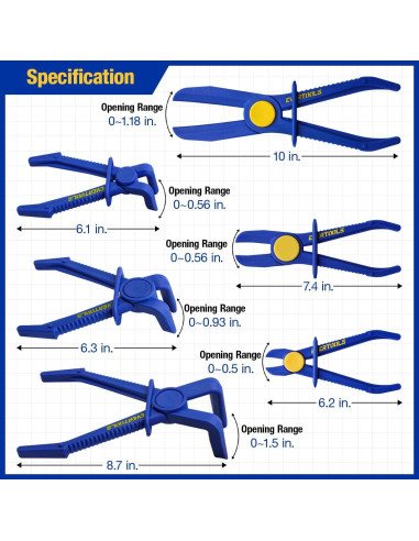 Juego de Pinzas de Abrazadera de Manguera 6 Piezas Evertools