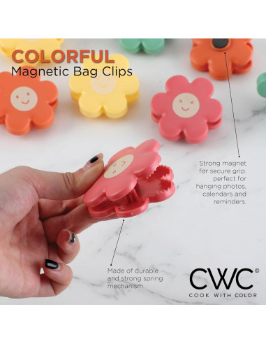Clips para Bolsas COOK WITH COLOR - Paquete de 8, Flores Brillantes