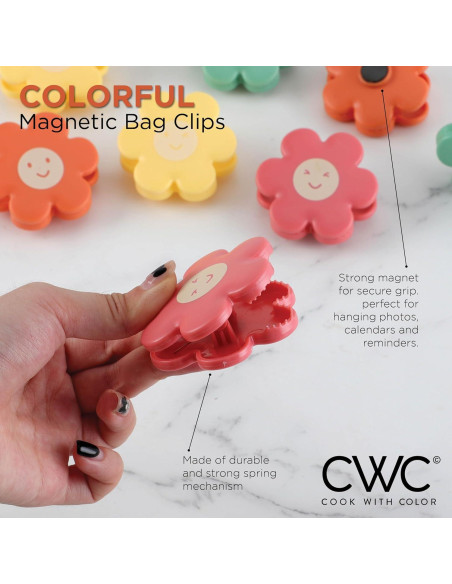 Clips para Bolsas COOK WITH COLOR - Paquete de 8, Flores Brillantes