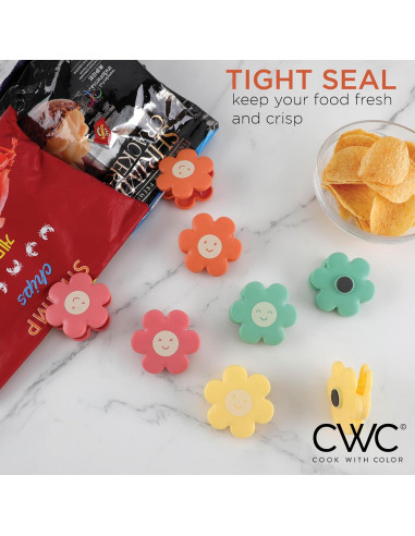 Clips para Bolsas COOK WITH COLOR - Paquete de 8, Flores Brillantes