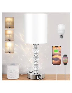 Lámpara de mesa táctil Acaxin 37.1cm con USB y 3 brillos