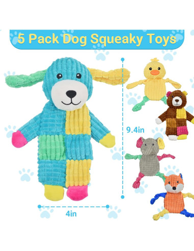 5 Juguetes para Perros Squeaky LECHONG - Diversión para Cachorros