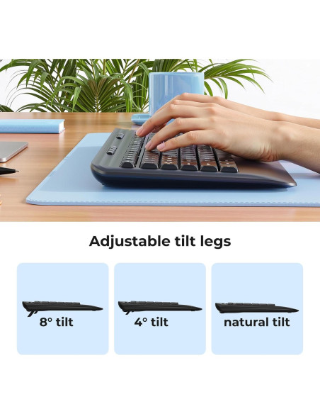 Combo Teclado y Ratón Inalámbrico KOPJIPPOM Silencioso