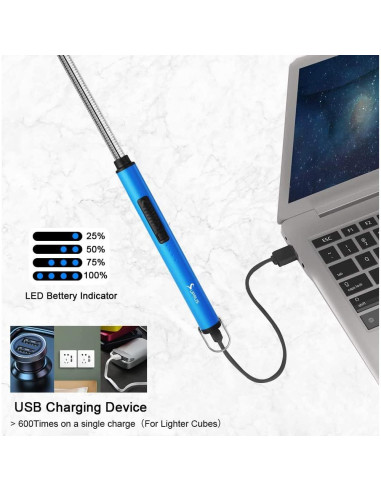 Encendedor Eléctrico SUPRUS Azul Recargable USB 360 a Prueba de Viento