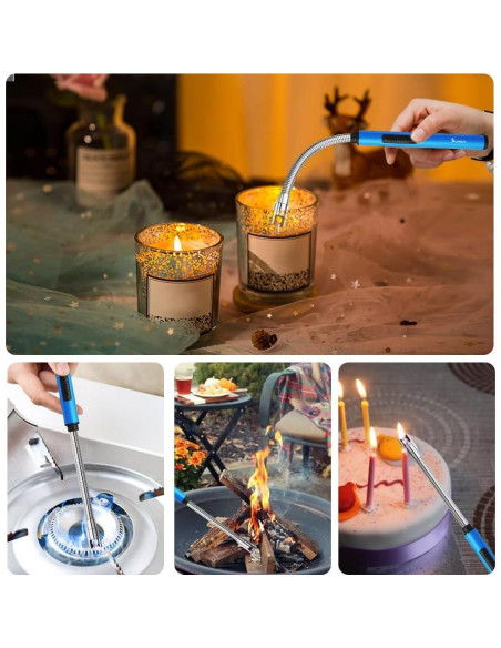 Encendedor Eléctrico SUPRUS Azul Recargable USB 360 a Prueba de Viento