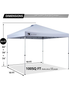 Carpa Plegable 10x10 KUZNAP Blanca Impermeable con Bolsa y Accesorios 2