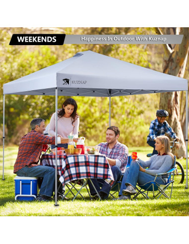 Carpa Plegable 10x10 KUZNAP Blanca Impermeable con Bolsa y Accesorios