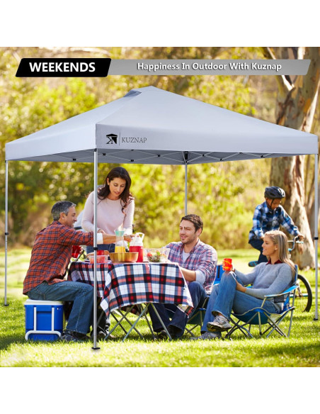 Carpa Plegable 10x10 KUZNAP Blanca Impermeable con Bolsa y Accesorios