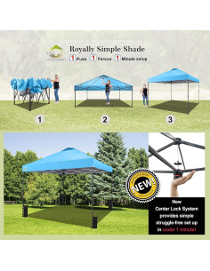 Carpa Plegable 10x10 CROWN SHADES Azul Cielo con Bloqueo Central 2
