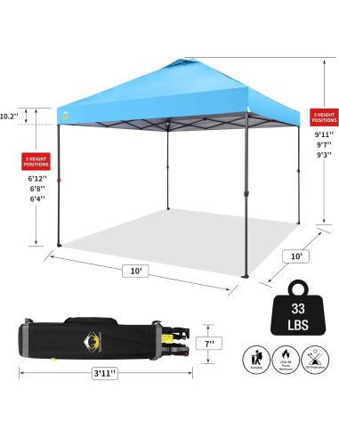 Carpa Plegable 10x10 CROWN SHADES Azul Cielo con Bloqueo Central