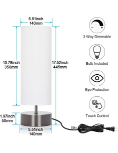 Lámpara de Mesa Táctil Seaside Village Regulable 3 Niveles LED 2