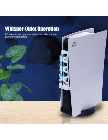 Ventilador de Enfriamiento PS5 NANANINO Blanco con Luz LED