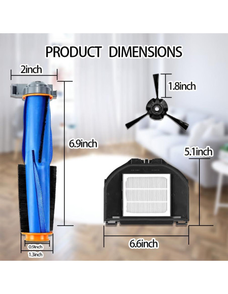 Kit de Repuesto para Aspiradora Robot Shark RV2310 Matrix - 1 Cepillo Principal, 2 Filtros HEPA, 6 Cepillos Laterales
