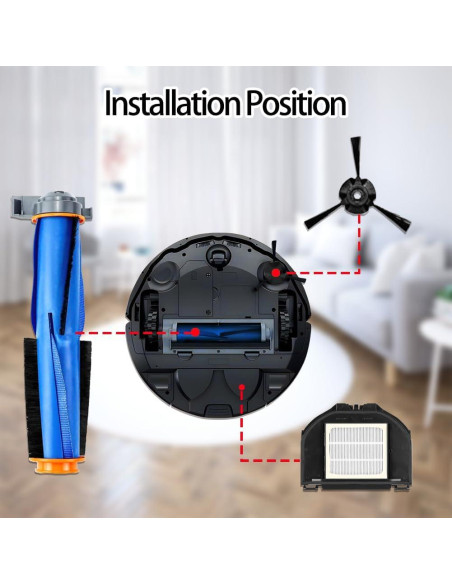 Kit de Repuesto para Aspiradora Robot Shark RV2310 Matrix - 1 Cepillo Principal, 2 Filtros HEPA, 6 Cepillos Laterales