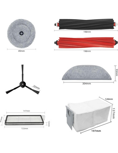 Kit de Accesorios para Aspiradora Robot Aoteng S8 MaxV Ultra