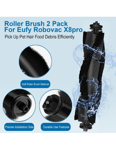 Cepillos de Reemplazo para Aspiradora Robot eufy X8 Pro - 2 Piezas