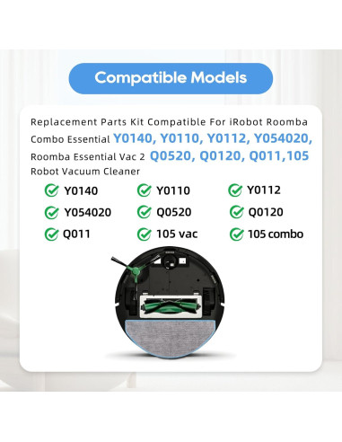 16 Piezas Repuesto iRobot Roomba Combo Esencial Y0140 Y0110
