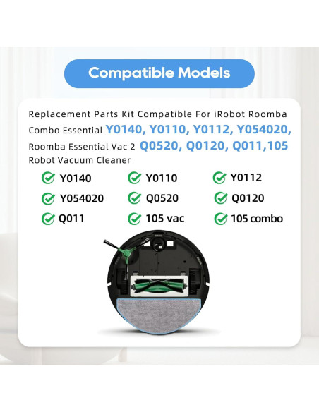 16 Piezas Repuesto iRobot Roomba Combo Esencial Y0140 Y0110