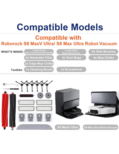 24 Accesorios para Aspiradora Roborock S8 MaxV Ultra - Feilifan