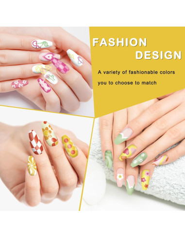 Placas de Uñas Whaline 6 Pcs Estampado Preppy Flores Corazones