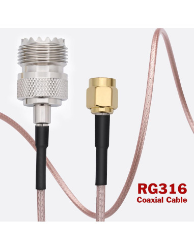 Cable Coaxial RG316 SO239 Hembra a SMA Macho 0.91m