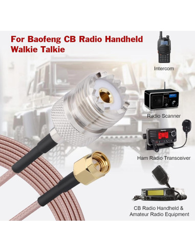 Cable Coaxial RG316 SO239 Hembra a SMA Macho 0.91m