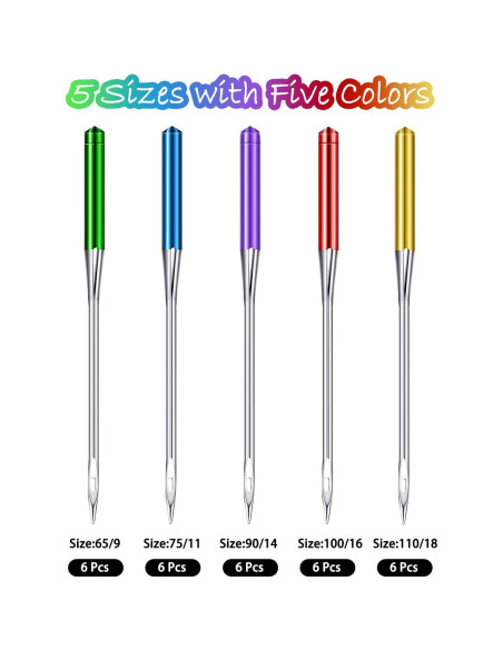 Agujas de Máquina de Coser WILLBOND 30 Pcs Punta Regular