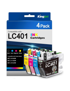 Cartuchos de tinta compatibles Kingjet LC401 4PK para Brother