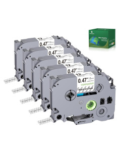 Cinta de Etiquetas Laminada Transparente 12mm YUANQIMM - Paquete de 5