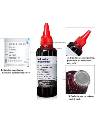 Kit de Recarga de Tinta Universal AYMSous 6x100ml para Impresoras