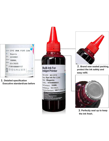 Kit de Recarga de Tinta Universal AYMSous 6x100ml para Impresoras Kit de Recarga de Tinta Universal AYMSous 6x100ml para Impresoras