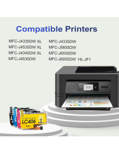 Cartuchos de tinta Kingjet LC406 compatibles para Brother - Paquete de 4 2