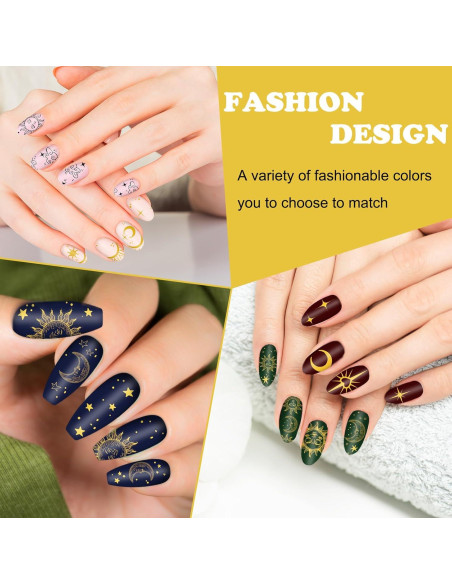 Set de 6 Placas de Estampado de Uñas Whaline - Sol, Luna, Estrella